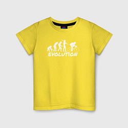 Футболка хлопковая детская Эволюция велосипедиста, цвет: желтый
