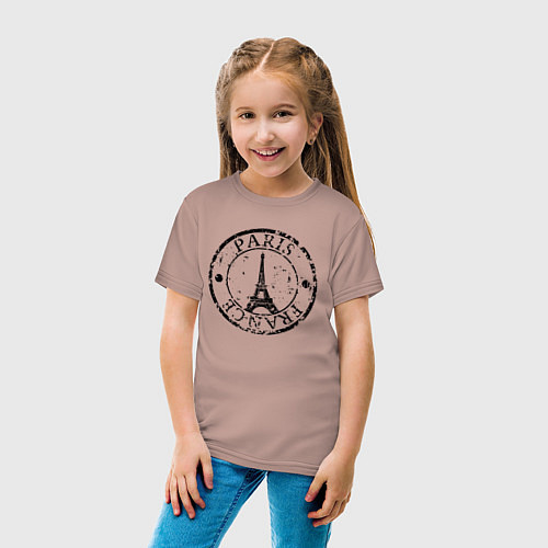 Детская футболка Париж, Франция, Эйфелева башня / Пыльно-розовый – фото 4