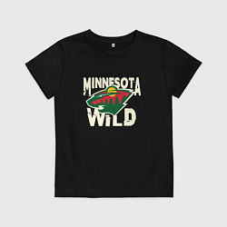 Футболка хлопковая детская Миннесота Уайлд, Minnesota Wild, цвет: черный
