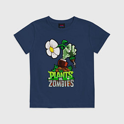 Футболка хлопковая детская Plants vs Zombies рука зомби, цвет: тёмно-синий