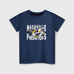 Футболка хлопковая детская Nashville Predators, Нэшвилл Предаторз, цвет: тёмно-синий