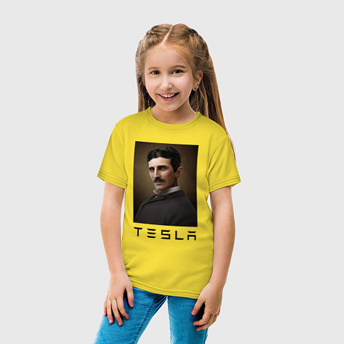 Детская футболка Тесла 2022 / Желтый – фото 4