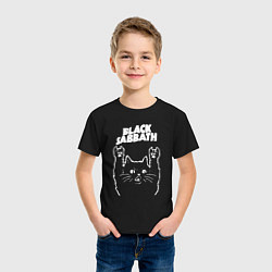Футболка хлопковая детская Black Sabbath Рок кот, цвет: черный — фото 2