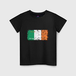 Футболка хлопковая детская Флаг Ирландии, цвет: черный