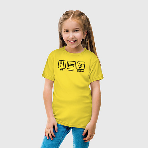 Детская футболка Есть Спать Прыгать с парашютом / Желтый – фото 4