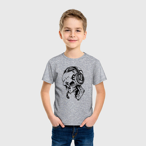 Детская футболка Cool skull & microphone / Меланж – фото 3