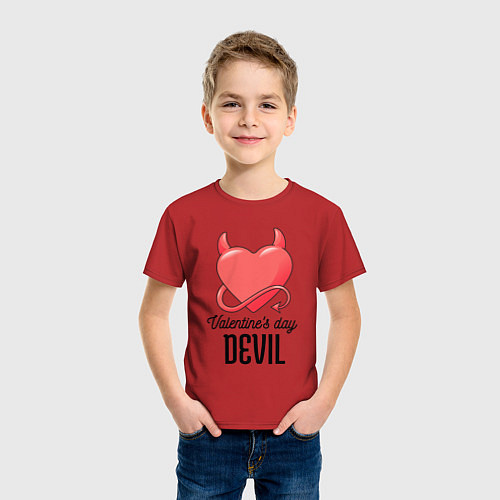 Детская футболка Valentines Day Devil / Красный – фото 3
