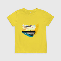 Футболка хлопковая детская Санкт-Петербург St Petersburg, цвет: желтый