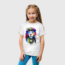Футболка хлопковая детская Color lion! Neon!, цвет: белый — фото 2