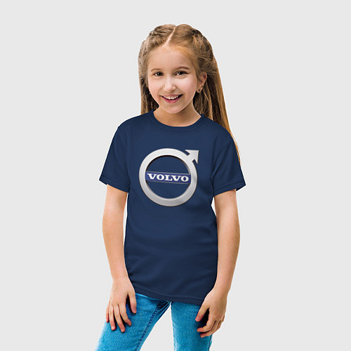 Детская футболка Лого VOLVO / Тёмно-синий – фото 4