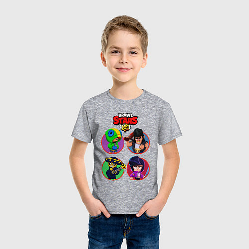 Детская футболка Персонажи Бравл Старс Brawl Stars heroes / Меланж – фото 3