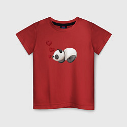 Футболка хлопковая детская Панда с сердечками, цвет: красный