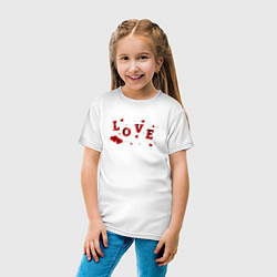 Футболка хлопковая детская Рубиновая Надпись Любовь Love, цвет: белый — фото 2
