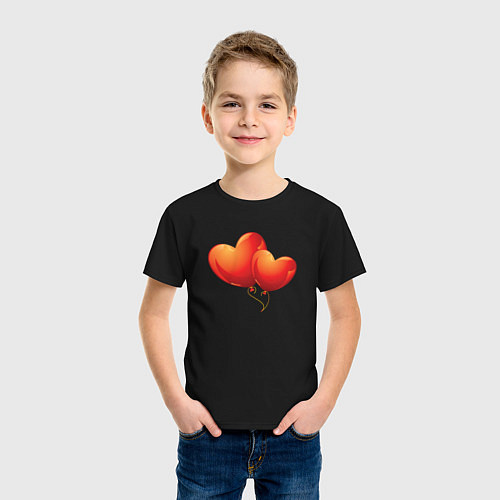 Детская футболка Воздушные Сердца Любовные Шары / Черный – фото 3