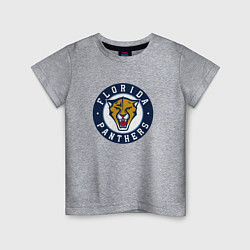 Футболка хлопковая детская Florida Panthers Флорида Пантерз Логотип, цвет: меланж