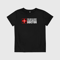 Футболка хлопковая детская Чтобы чувствовать себя в безопасности ночью, спите, цвет: черный