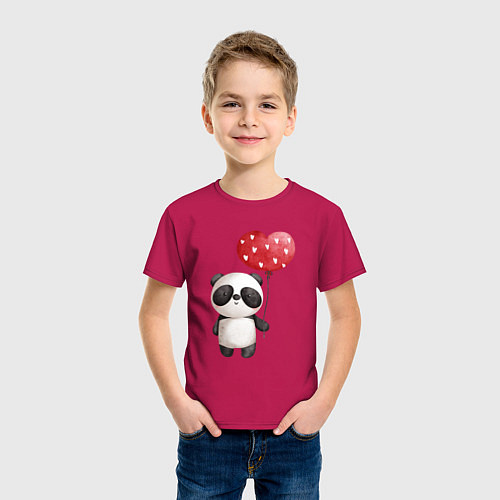 Детская футболка Панда с шариком в виде сердца / Маджента – фото 3