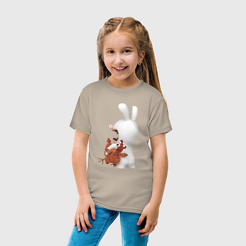 Детская футболка Бешеный кролик и курица / Миндальный – фото 4