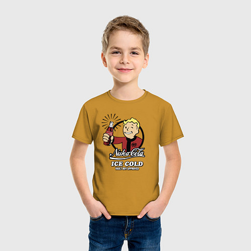 Детская футболка Fallout Nuka Cola Vault Boy Approved / Горчичный – фото 3