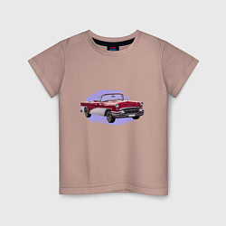 Футболка хлопковая детская Винтажный кабриолет, цвет: пыльно-розовый