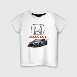 Футболка хлопковая детская Honda Racing team, цвет: белый