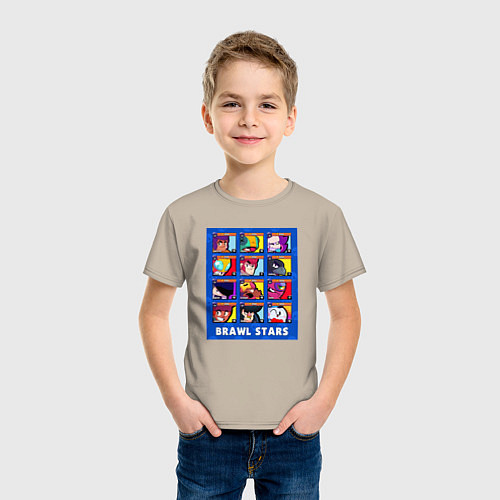 Детская футболка Бойцы Бравл Старс на синем фоне Про аккаунт 35 ран / Миндальный – фото 3