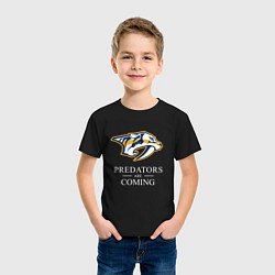 Футболка хлопковая детская Nashville Predators are Coming Нэшвилл Предаторз, цвет: черный — фото 2