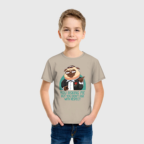 Детская футболка Мопс в костюме / Миндальный – фото 3