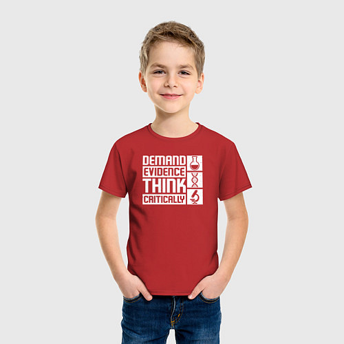 Детская футболка Требовать доказательств, мыслить критически / Красный – фото 3