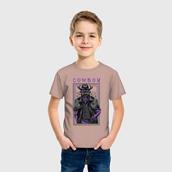 Футболка хлопковая детская Пёс ковбой, цвет: пыльно-розовый — фото 2
