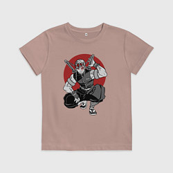 Футболка хлопковая детская Тенген Японский стиль, цвет: пыльно-розовый