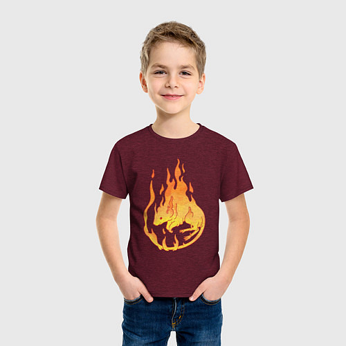 Детская футболка Огненная мышь / Меланж-бордовый – фото 3