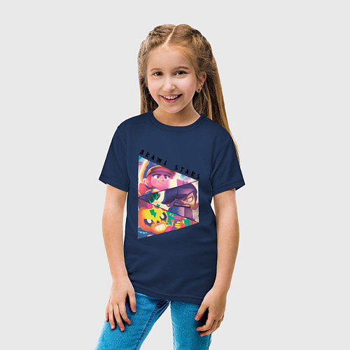 Детская футболка Джесси, Эдгар и Поко Бравл Старс / Тёмно-синий – фото 4