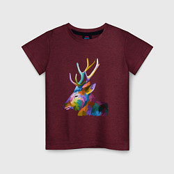 Футболка хлопковая детская Цветной олень Colored Deer, цвет: меланж-бордовый