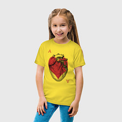 Футболка хлопковая детская Черви огромное сердце, цвет: желтый — фото 2