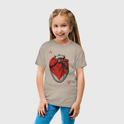Футболка хлопковая детская Черви огромное сердце, цвет: миндальный — фото 2