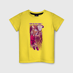 Футболка хлопковая детская Кабан баскетболист, цвет: желтый