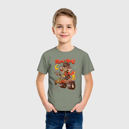 Детская футболка Волк на авто Rock and Rol / Авокадо – фото 3