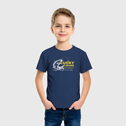 Футболка хлопковая детская Счастливая рыбацкая футболка не стирать, цвет: тёмно-синий — фото 2