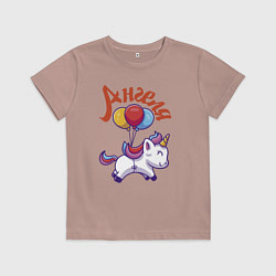 Футболка хлопковая детская Ангелин единорожка, цвет: пыльно-розовый