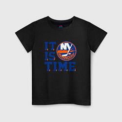 Футболка хлопковая детская It Is New York Islanders Time Нью Йорк Айлендерс, цвет: черный