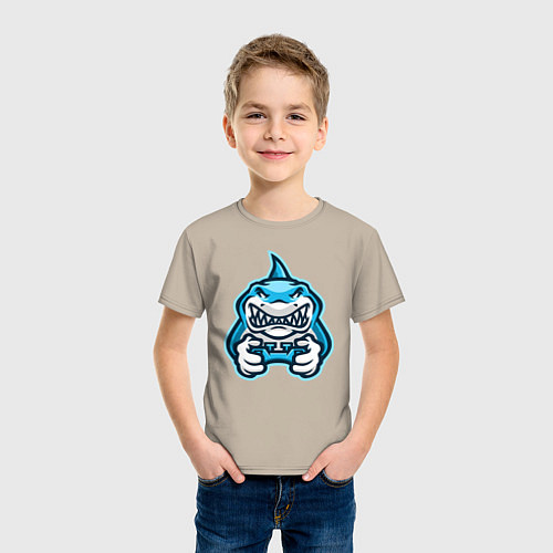 Детская футболка Shark player / Миндальный – фото 3