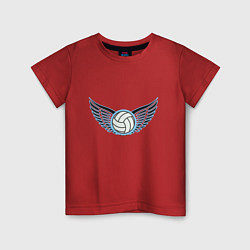 Футболка хлопковая детская Volleyball Wings, цвет: красный