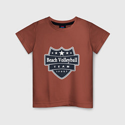 Футболка хлопковая детская Beach Volleyball Team, цвет: кирпичный