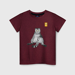 Футболка хлопковая детская FamousNiki cat, цвет: меланж-бордовый
