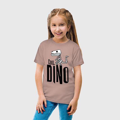 Детская футболка Cool Dino! / Пыльно-розовый – фото 4