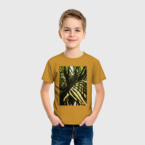 Детская футболка Тропические Листья В Тени / Горчичный – фото 3