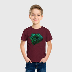 Футболка хлопковая детская Хамелеон в стиле Low Poly, цвет: меланж-бордовый — фото 2