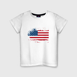 Футболка хлопковая детская Американский флаг Stars, цвет: белый