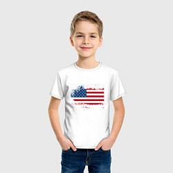 Футболка хлопковая детская Американский флаг Stars, цвет: белый — фото 2